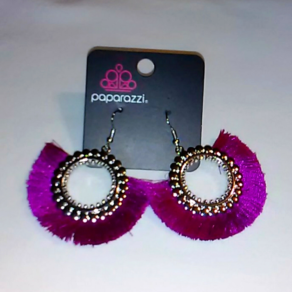 Purple Fan Earrings